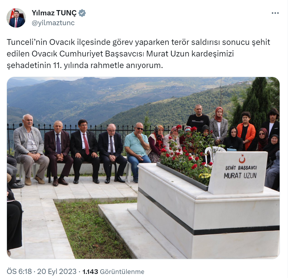 Bakan Tunç, şehit Cumhuriyet Başsavcısı Murat Uzun’u andı