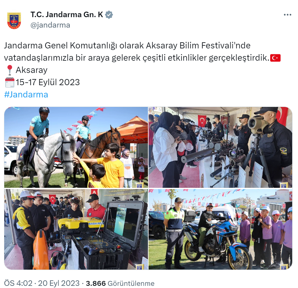 Jandarma, Aksaray Bilim Festivali’nde etkinliklere katıldı