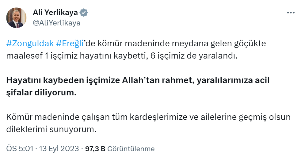 Siyasilerden maden ocağındaki göçükte hayatını kaybeden işçi için başsağlığı mesajı