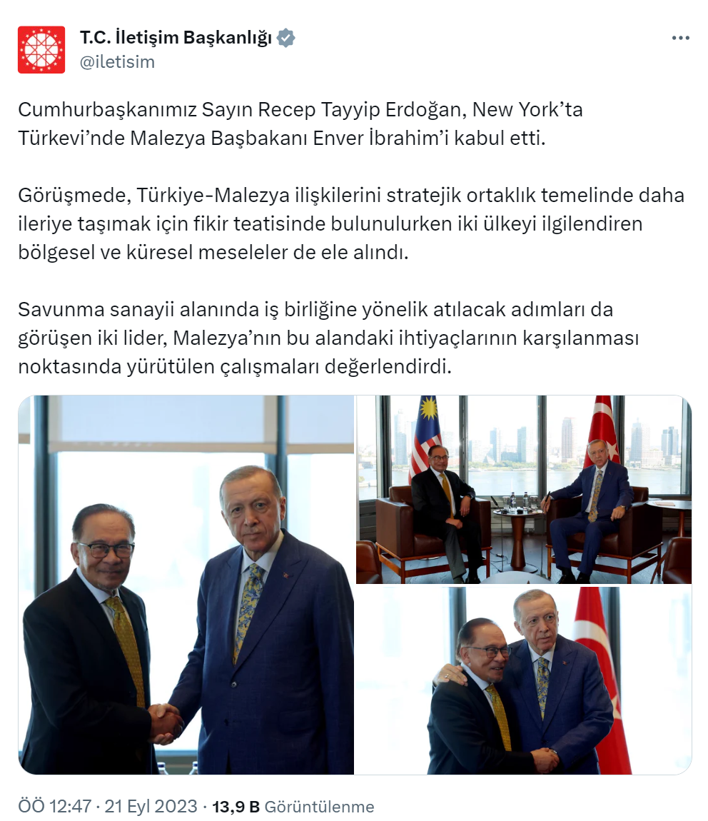 Cumhurbaşkanı Erdoğan, Malezya Başbakanı Enver ile bir araya geldi