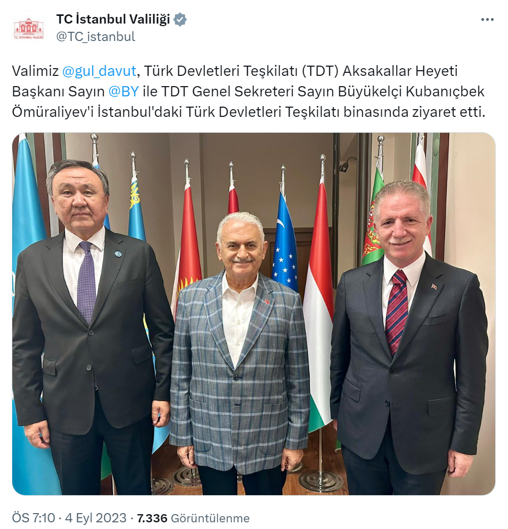 İstanbul Valisi Gül, İstanbul’daki Türk Devletleri Teşkilatı binasını ziyaret etti