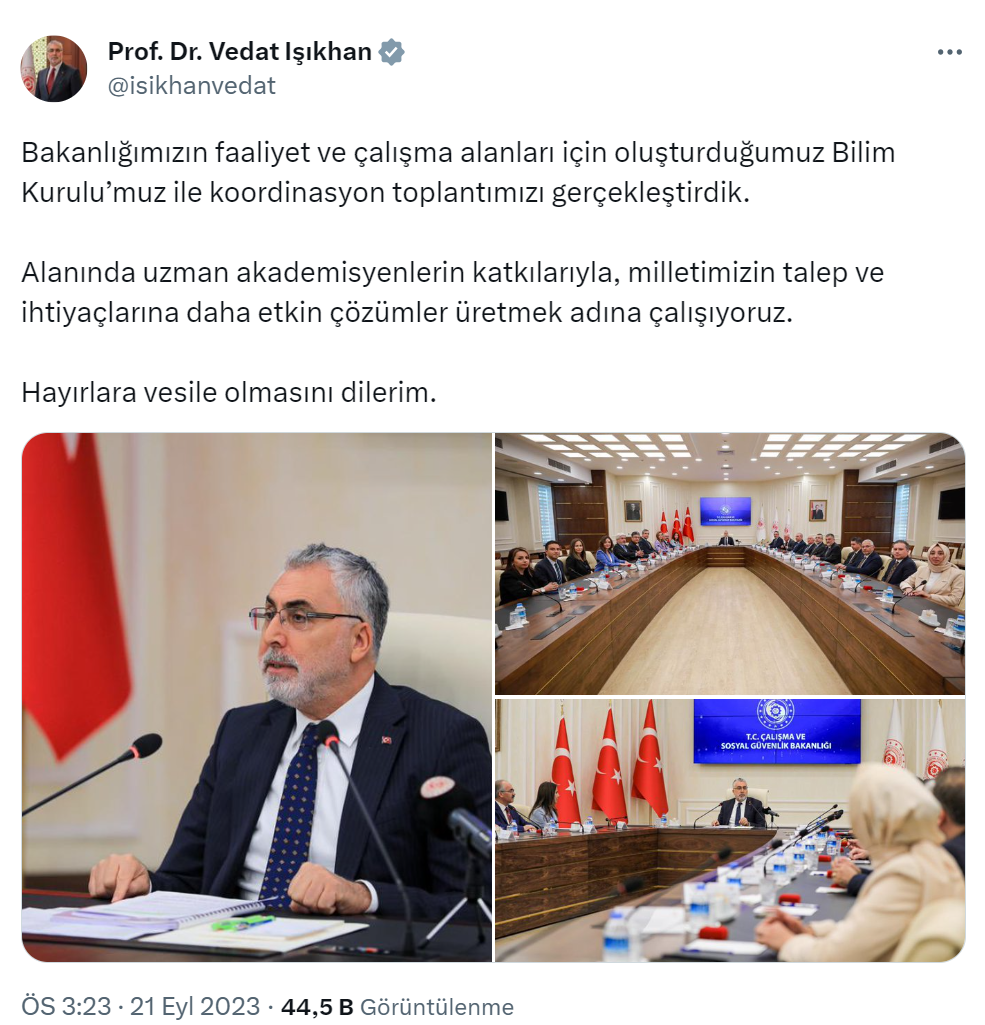 Bakan Işıkhan, Bilim Kurulu ile koordinasyon toplantısına katıldı