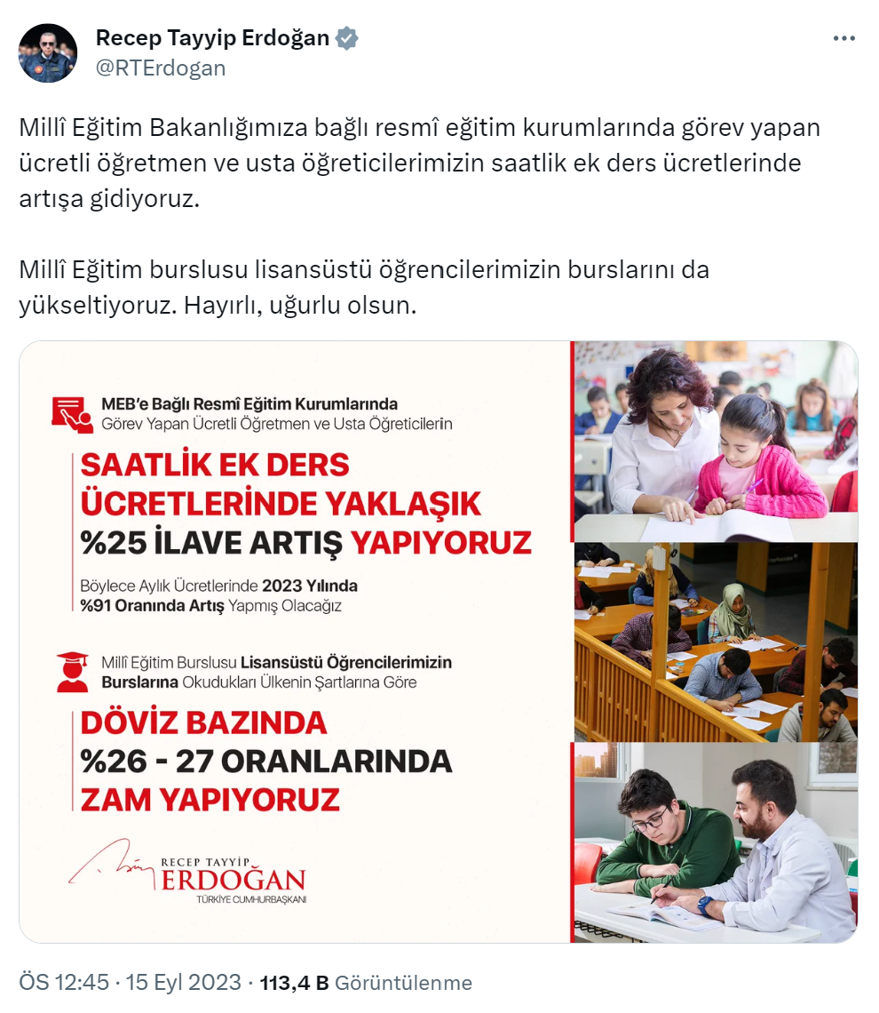 Cumhurbaşkanı Erdoğan: “Lisansüstü öğrencilerimizin burslarını da yükseltiyoruz”