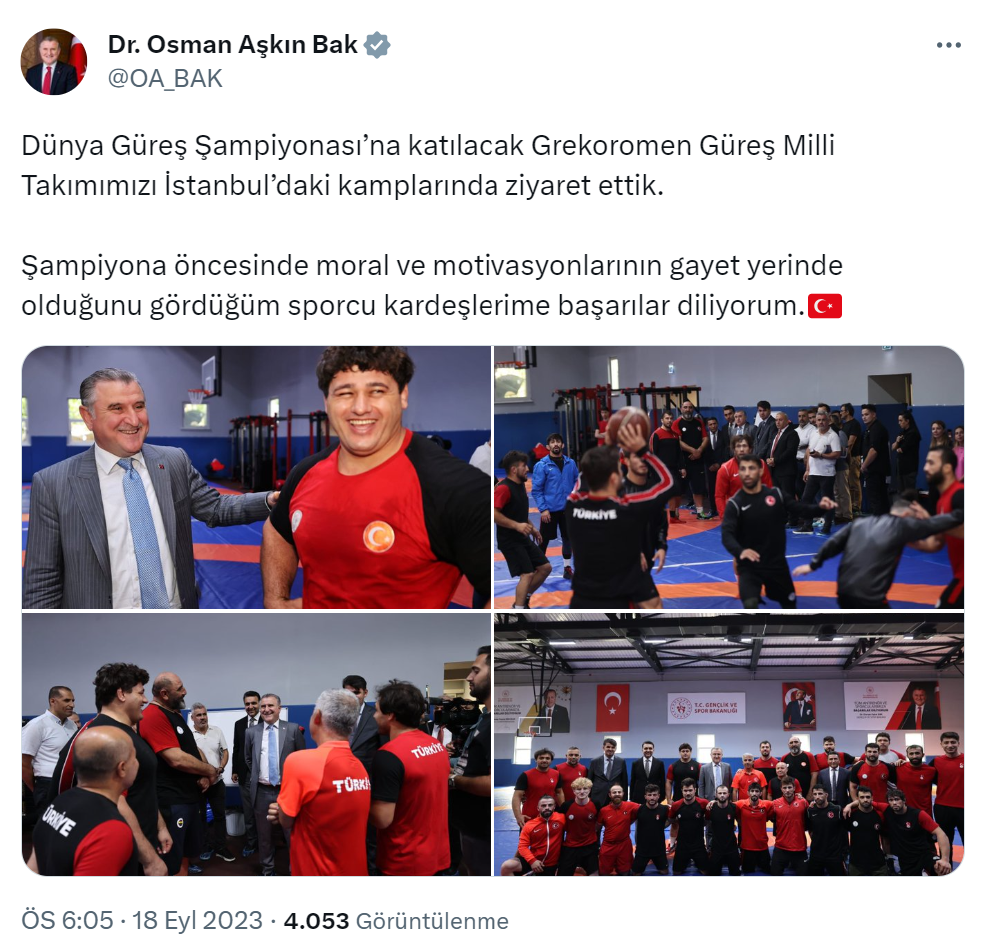 Bakan Bak, Grekoromen Güreş Milli Takımının kampını ziyaret etti