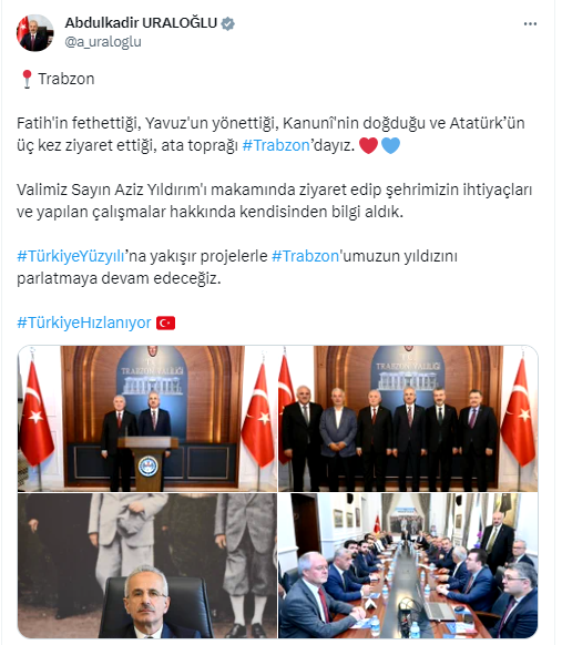 Bakan Uraloğlu: “Trabzonumuzun yıldızını parlatmaya devam edeceğiz”