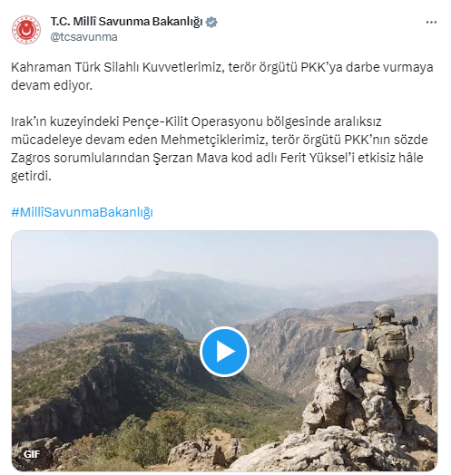 PKK’nın sözde Zagros sorumlularından Ferit Yüksel etkisiz hale getirildi