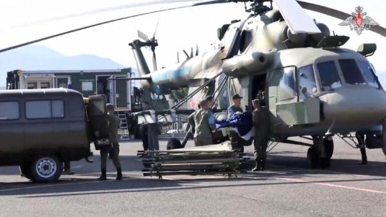 Rus güçleri, Karabağ’da yakıt deposundaki patlamada yaralanan sivilleri helikopterle taşıdı