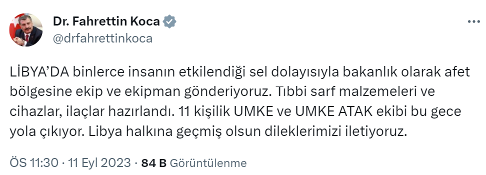 Bakan Koca: “Bakanlık olarak afet bölgesine ekip ve ekipman gönderiyoruz”