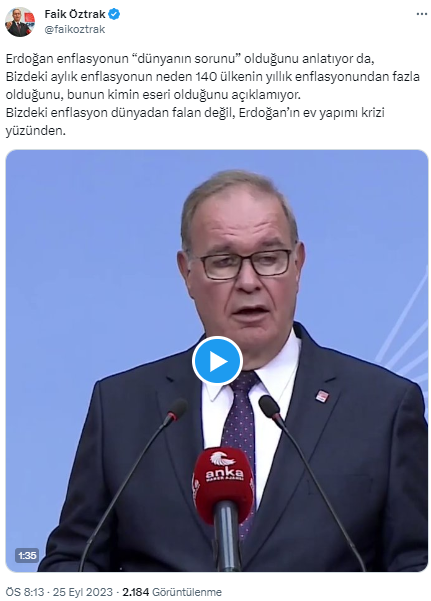 Öztrak: “Bizdeki enflasyon dünyadan falan değil, Erdoğan’ın ev yapımı krizi yüzünden”
