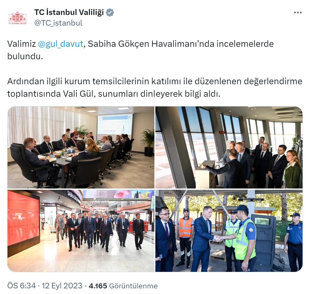 İstanbul Valisi Gül, Sabiha Gökçen Havalimanı’nda incelemelerde bulundu