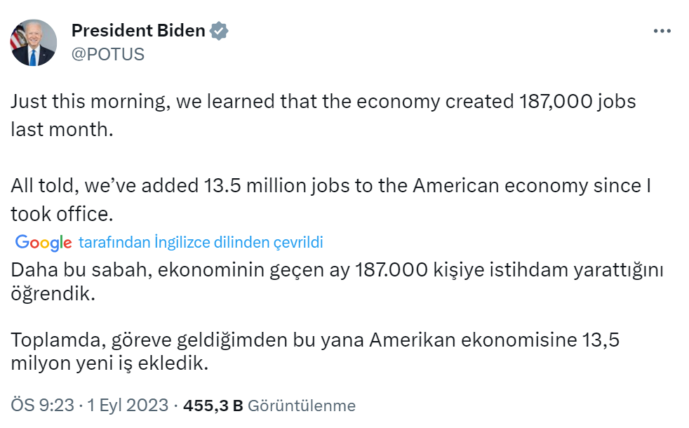 Biden: “Göreve geldiğimden bu yana Amerikan ekonomisine 13,5 milyon yeni iş ekledik”