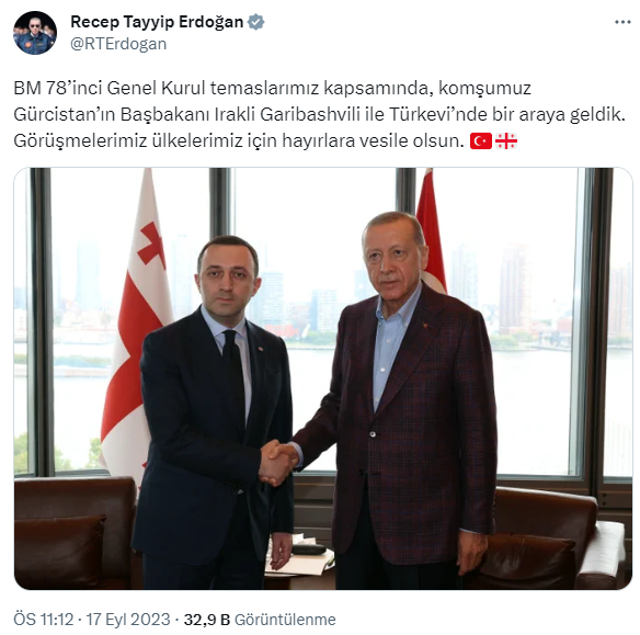 Cumhurbaşkanı Erdoğan Gürcistan Başbakanı Garibashvili ile bir araya geldi