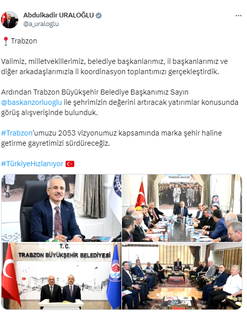 Bakan Uraloğlu: “Trabzonumuzu marka şehir haline getirme gayretimizi sürdüreceğiz”