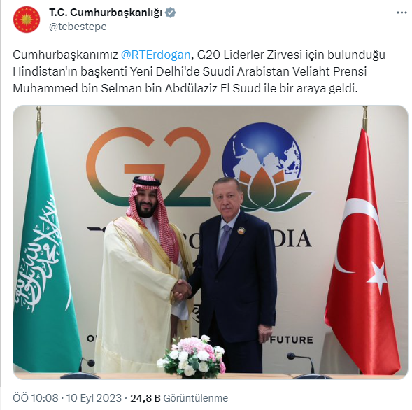 Cumhurbaşkanı Erdoğan, Suudi Arabistan Veliaht Prensi El Suud ile görüştü