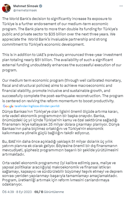 Bakan Şimşek'ten Dünya Bankası'nın Türkiye hamlesine ilk yorum: Bu karar OVP'nin onayıdır