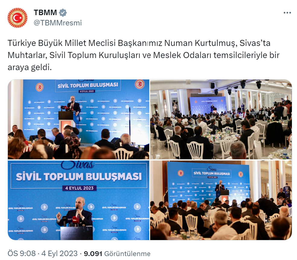 TBMM Başkanı Kurtulmuş, Sivas’ta Muhtarlar, STK ve Meslek Odaları temsilcileriyle görüştü