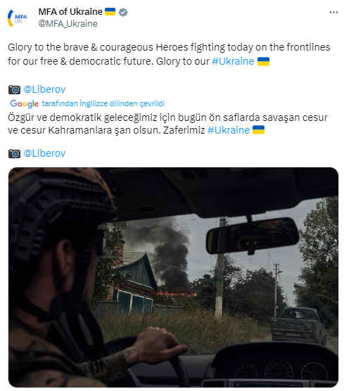 Ukrayna Dışişleri Bakanlığı: “Ön saflarda savaşan cesur kahramanlara şan olsun”