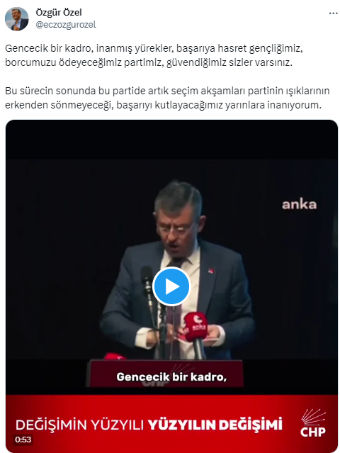 CHP’li Özel: “Başarıyı kutlayacağımız yarınlara inanıyorum”