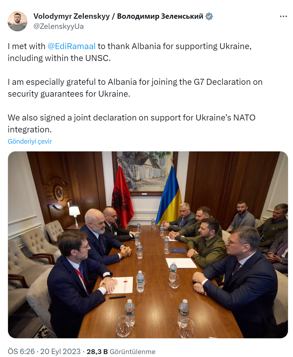 Zelenski, Arnavutluk Başbakanı Rama ile görüştü