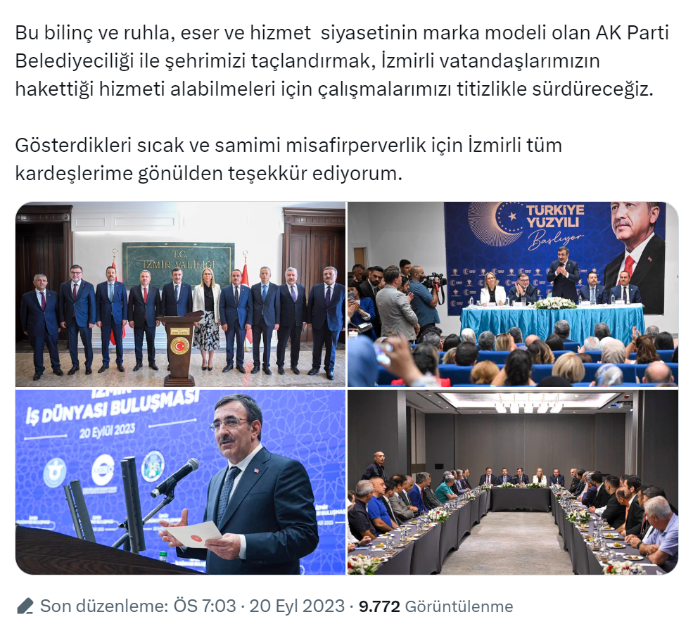 Cumhurbaşkanı Yardımcısı Yılmaz, İzmir’de ziyaretler gerçekleştirdi