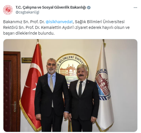 Bakan Işıkhan, Prof. Dr. Aydın’ı ziyaret etti