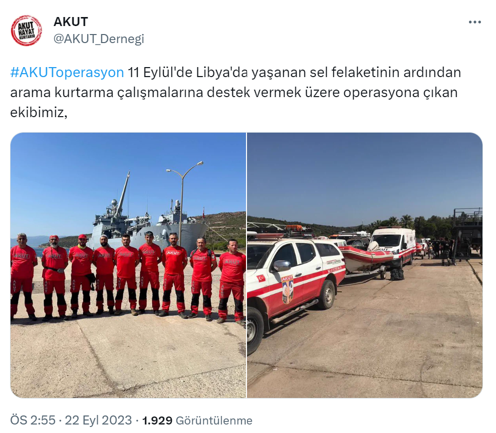 AKUT ekibi, Derne’de arama kurtarma çalışmalarını tamamlandı