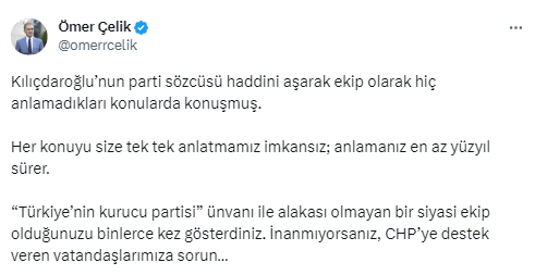 AK Parti Sözcüsü Çelik’ten CHP Sözcüsü Öztrak’a tepki