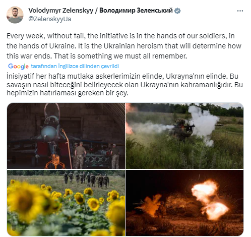 Zelenski: “Savaşın nasıl biteceğini belirleyecek olan Ukrayna’nın kahramanlığıdır”