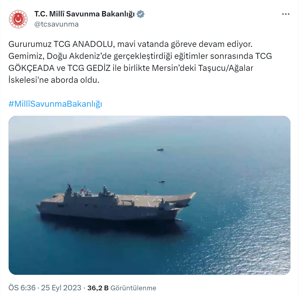 TCG Anadolu, Taşucu Ağalar İskelesi’ne yanaştı