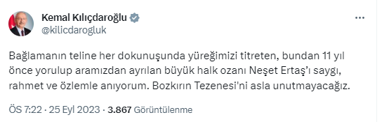 Kılıçdaroğlu, Neşet Ertaş’ı andı