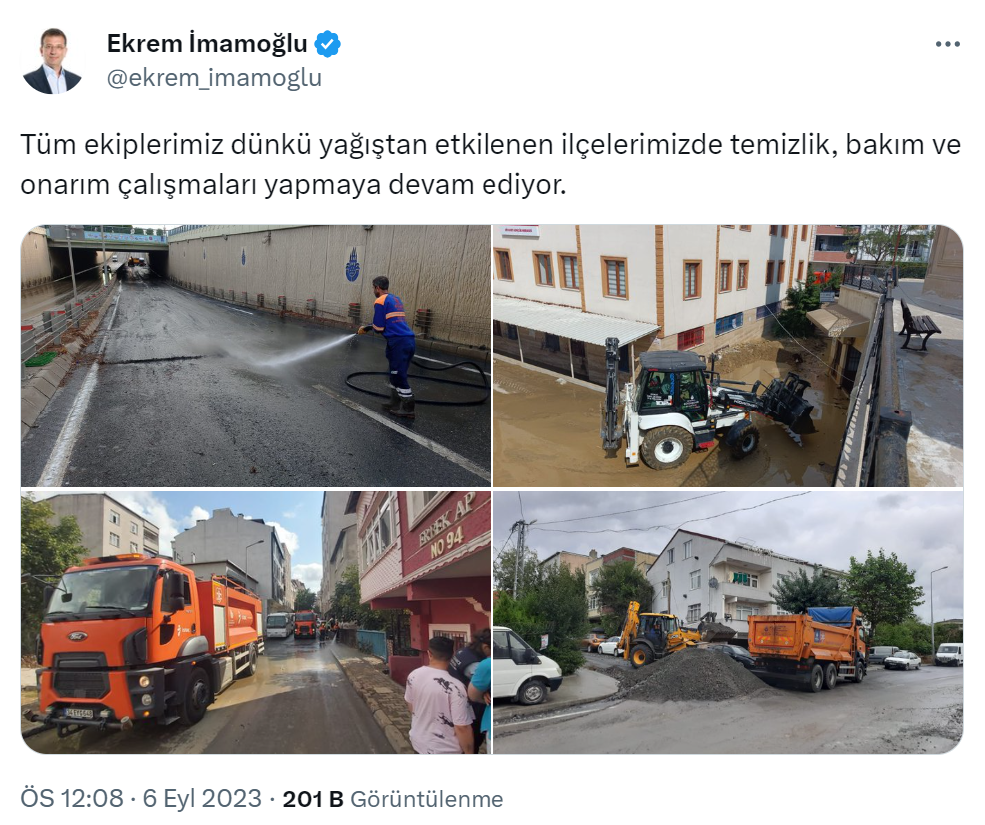 İstanbul’da yağıştan etkilenen ilçelerde temizlik, bakım çalışmaları sürdürülüyor
