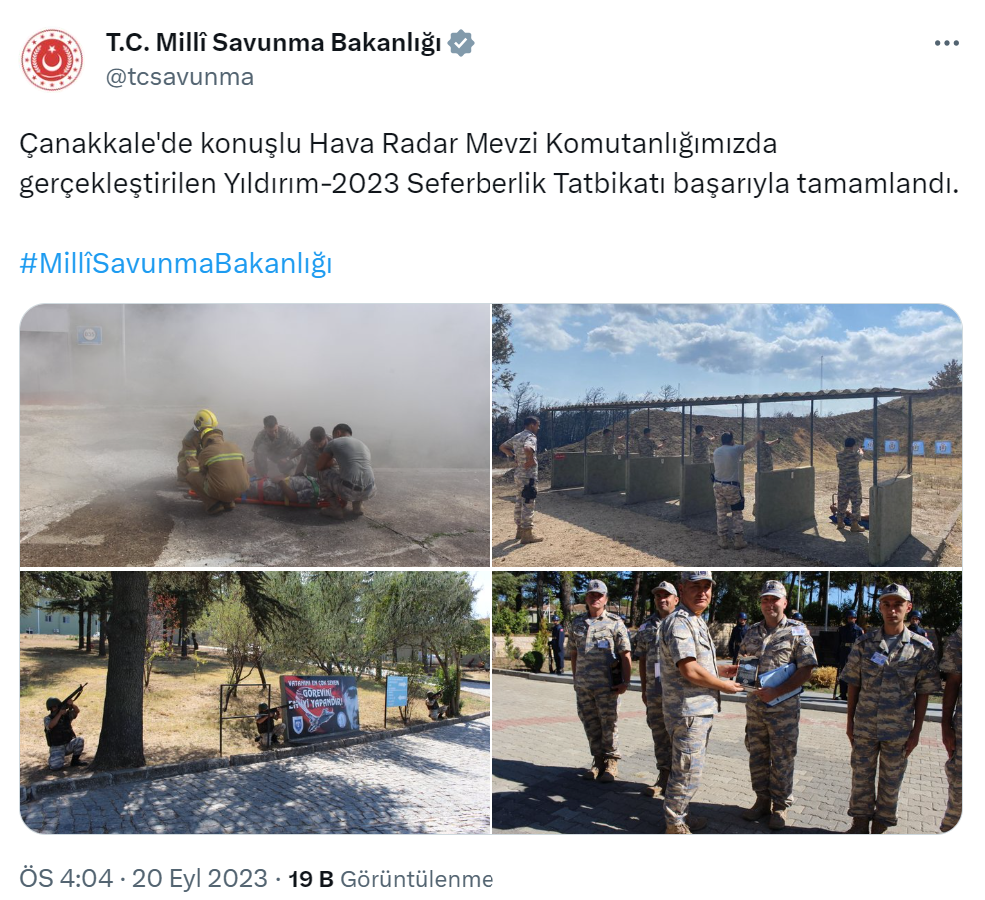 Yıldırım-2023 Seferberlik Tatbikatı, Çanakkale’de gerçekleştirildi