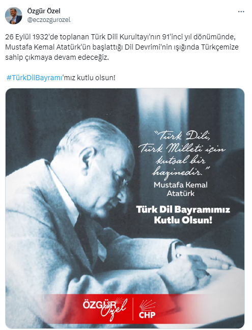 CHP’li Özel’den Türk Dil Bayramı mesajı