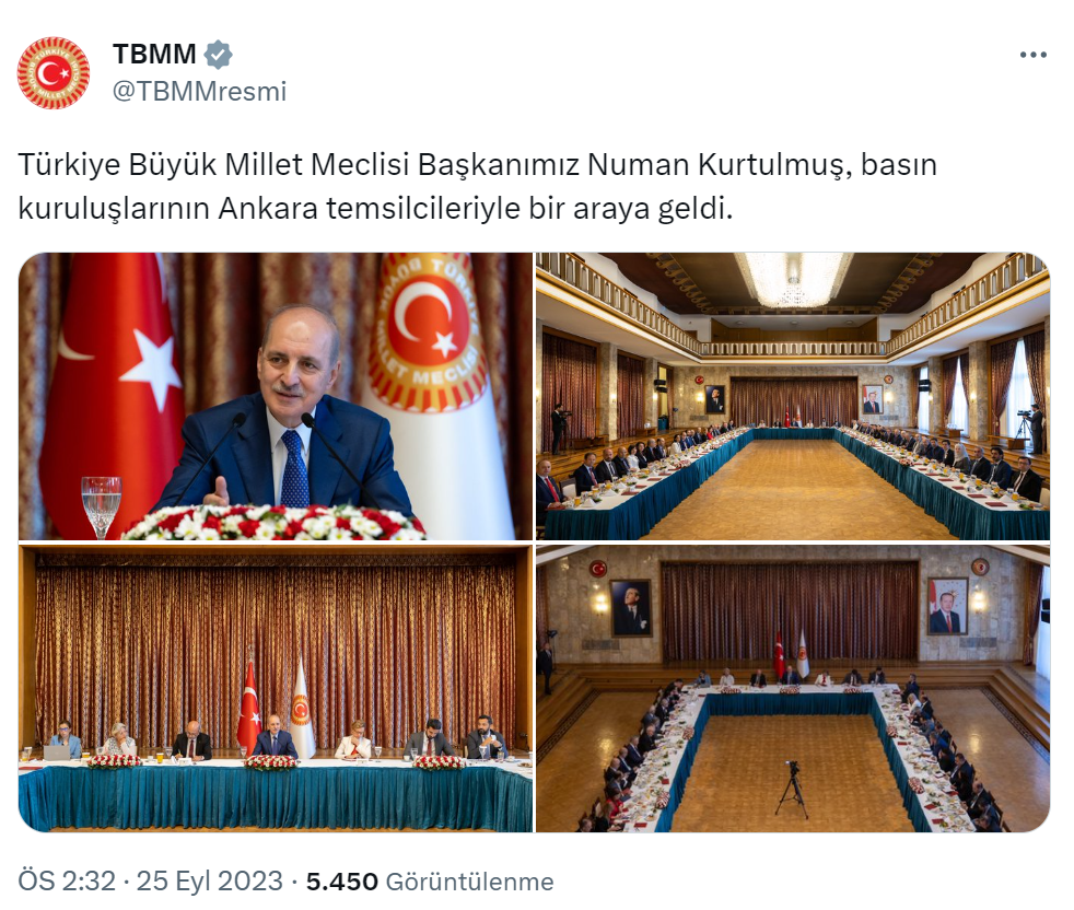 TBMM Başkanı Kurtulmuş, basın kuruluşlarının Ankara temsilcileriyle görüştü