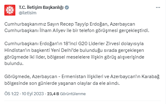 Cumhurbaşkanı Erdoğan, Azerbaycan Cumhurbaşkanı Aliyev ile görüştü