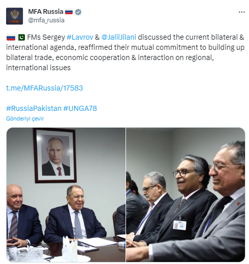 Lavrov, Pakistanlı mevkidaşı ile uluslararası gündemi değerlendirdi