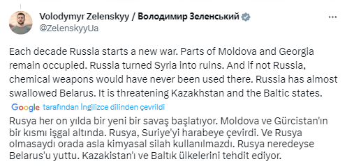 Ukrayna Devlet Başkanı Zelenski: “Savaş suçları cezalandırılmalı”