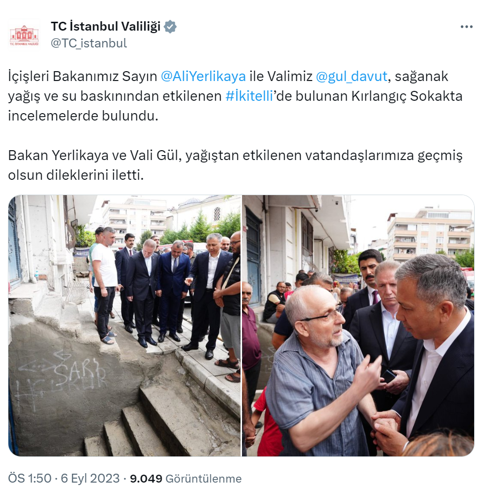İstanbul Valisi Gül, su baskınından etkilenen ilçeleri ziyaret etti