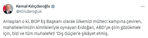 Kılıçdaroğlu: “Para dilenmek için yine ülkemizi küçük düşürmüş”