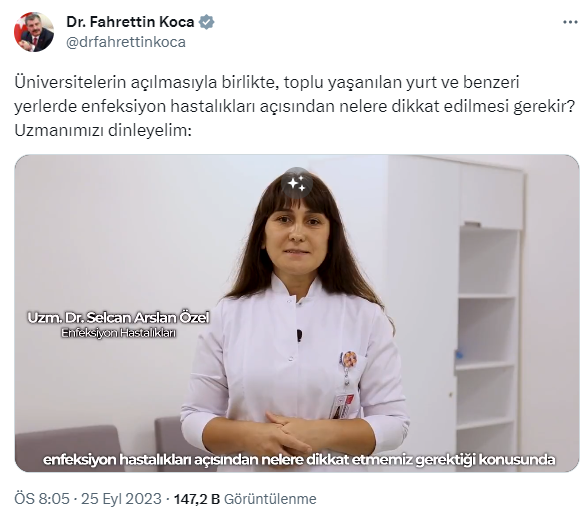 Bakan Koca’dan üniversite öğrencileri için paylaşım