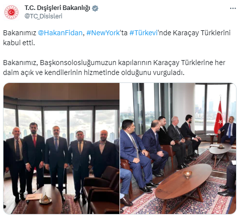 Bakan Fidan, Karaçay Türklerini kabul etti