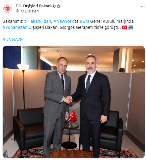 Bakan Fidan, Yunan mevkidaşı Gerapetritis ile görüştü