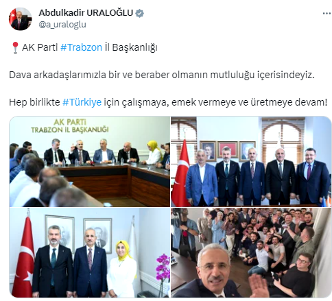 Bakan Uraloğlu, AK Parti Trabzon İl Başkanlığı’nı ziyaret etti