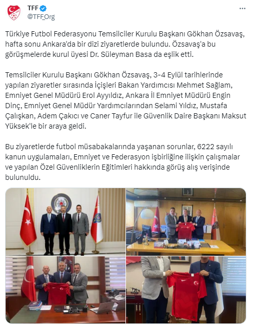 TFF Temsilciler Kurulu Başkanı Özsavaş, Ankara’da bir dizi ziyaret gerçekleştirdi