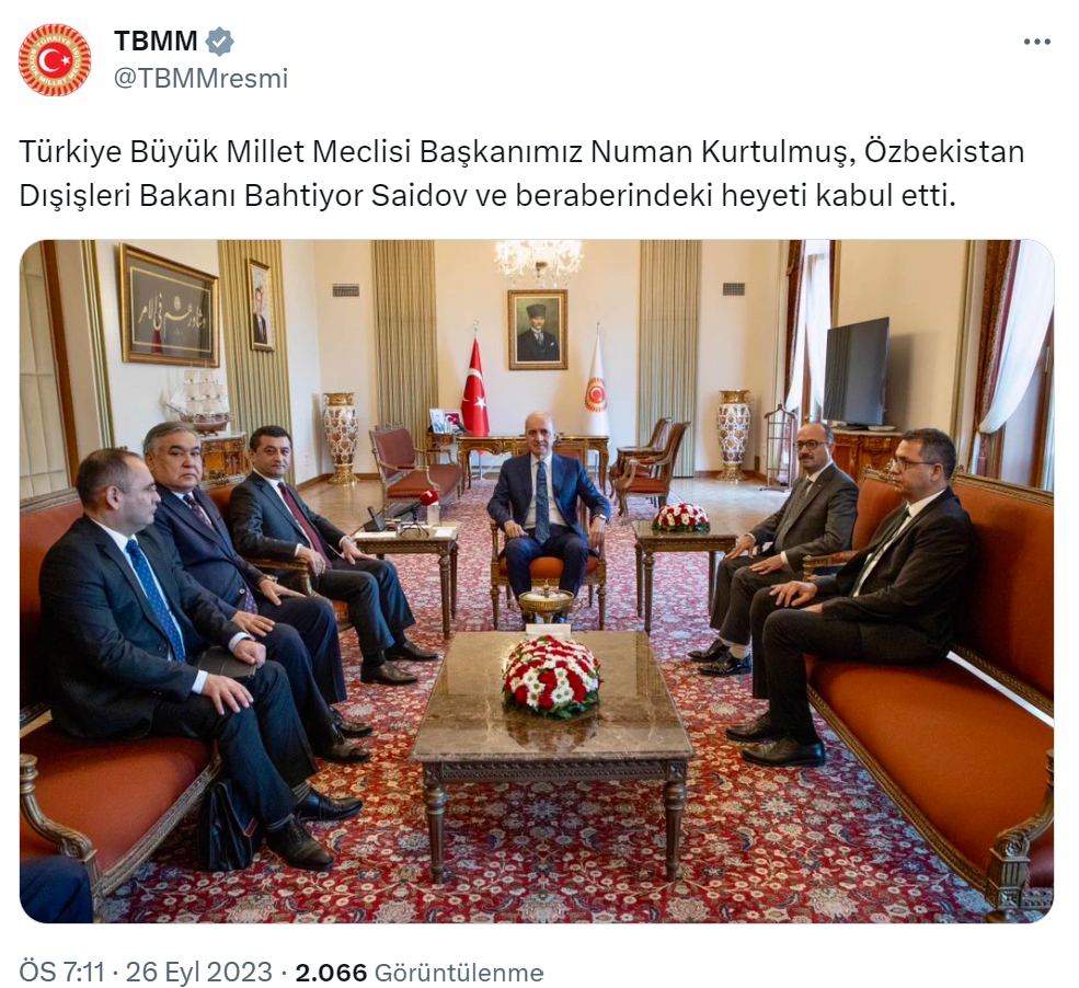 TBMM Başkanı Kurtulmuş, Özbekistan Dışişleri Bakanı Saidov’u ağırladı
