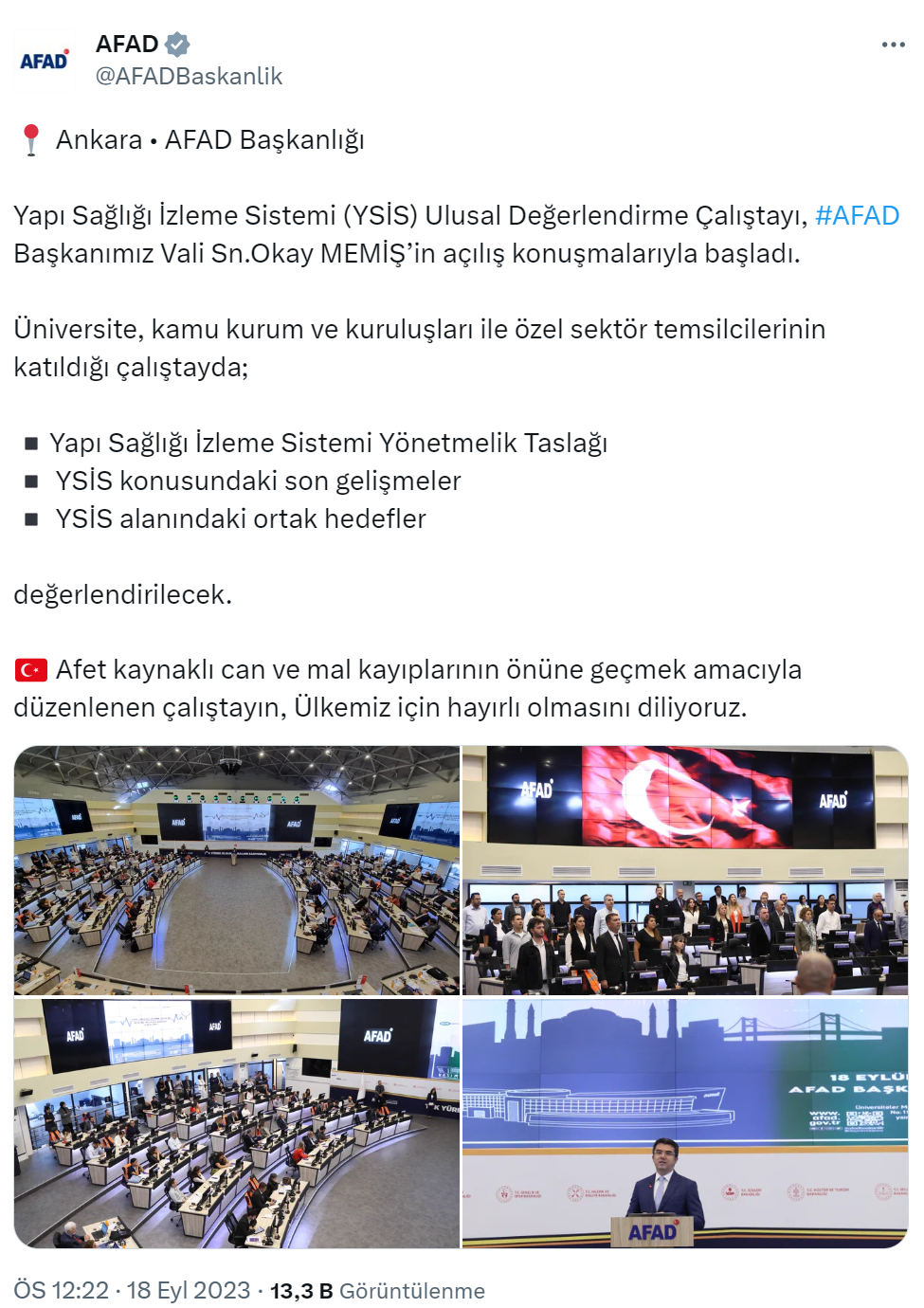 Yapı Sağlığı İzleme Sistemi Ulusal Değerlendirme Çalıştayı başladı