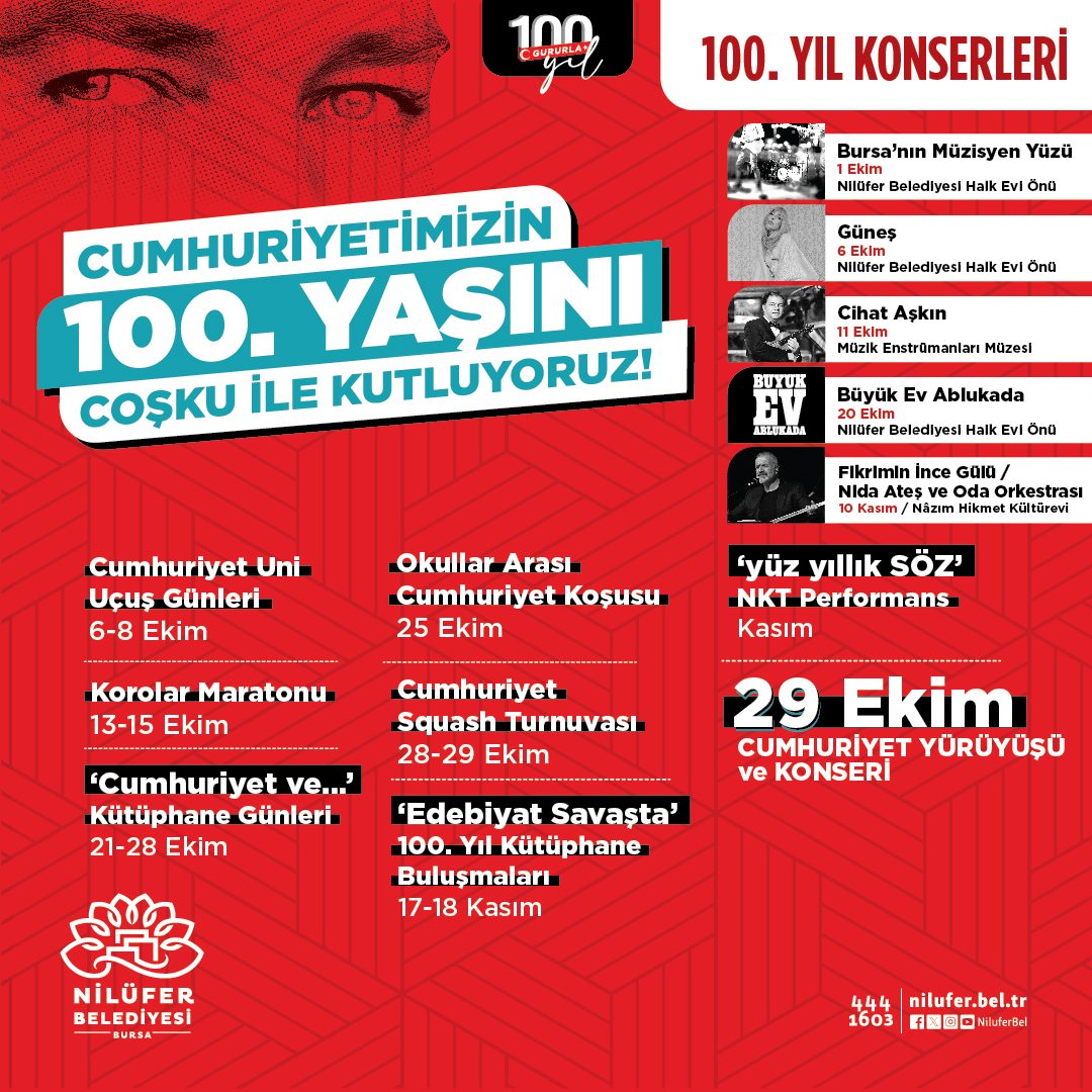 Cumhuriyet’in 100. yılı Nilüfer’de etkinliklerle kutlanacak