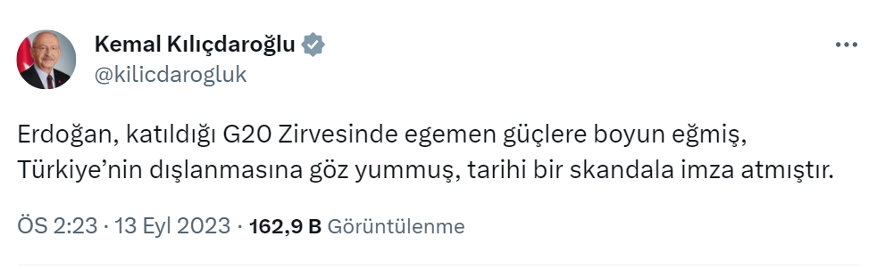 Kılıçdaroğlu: “Türkiye’nin dışlanmasına göz yummuş, tarihi bir skandala imza atmıştır”