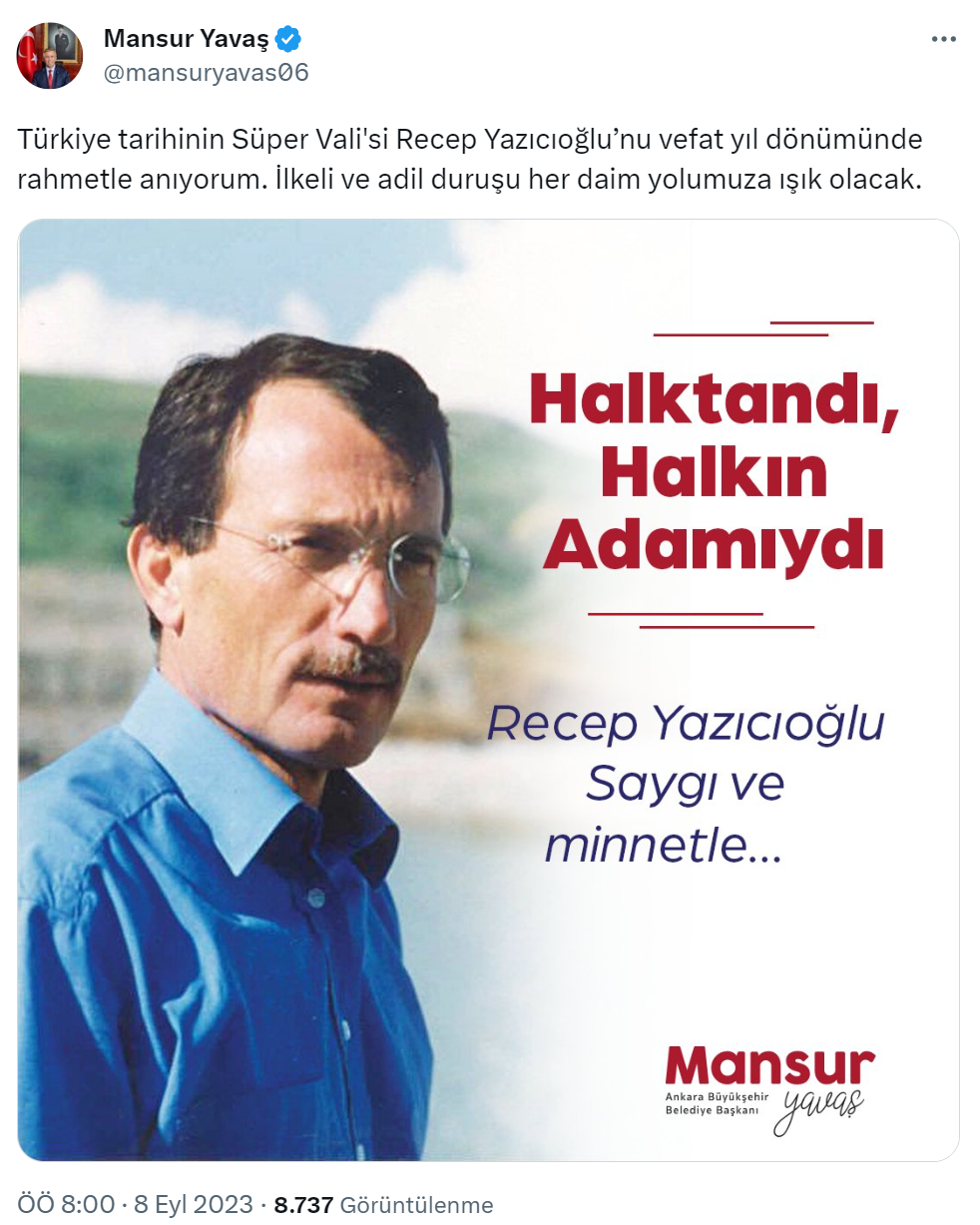 Başkan Yavaş, Recep Yazıcıoğlu’nu andı