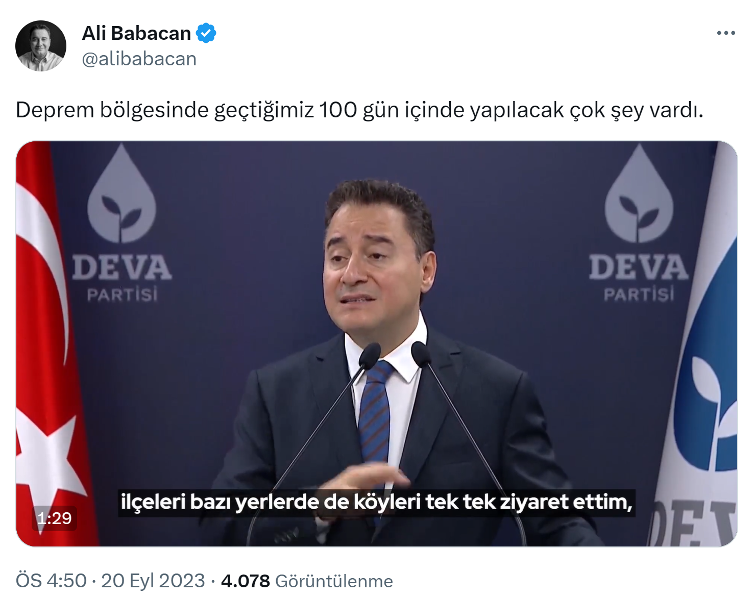 Babacan: “Deprem bölgesinde geçtiğimiz 100 gün içinde yapılacak çok şey vardı”